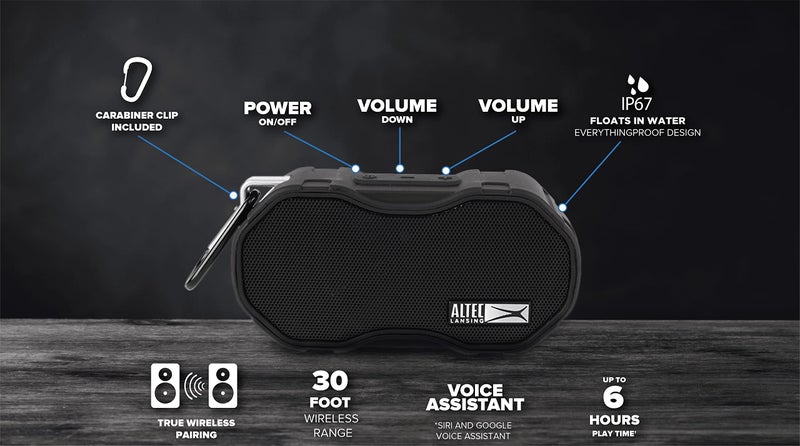 Altec Lansing مكبر صوت بلوتوث ألتك لانسنج بيبي بوم XL - مقاوم للماء، لاسلكي ومحمول للسفر والاستخدام الخارجي، صوت عميق وعالي، 1 عبوة، أسود - Image 2